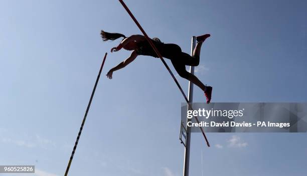 Elizabeth Edden in the pole vault during the Loughborough International Athletics Meeting at the Paula Radcliffe Stadium, Loughborough.