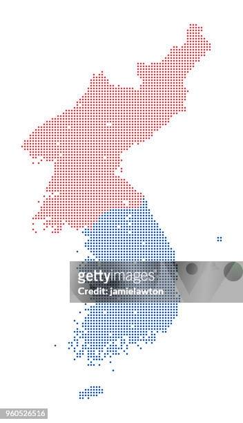 map of dots - north and south korea - north stock illustrations