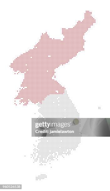 map of dots - north and south korea - north south korea stock illustrations