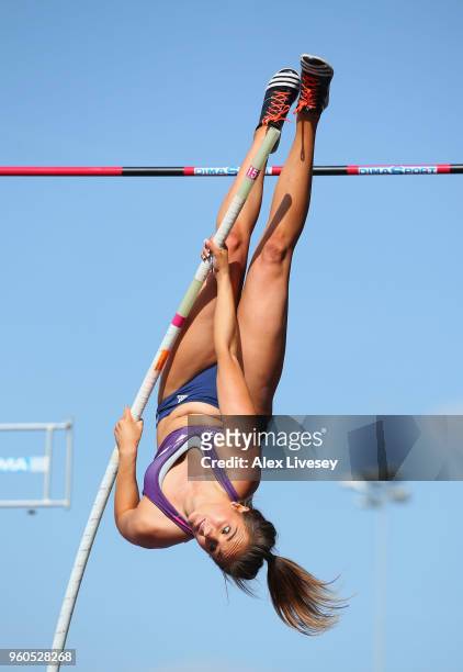 Natalie Hooper competes in the Women's Pole Vault during the Loughborough International Athletics event on May 20, 2018 in Loughborough, England.