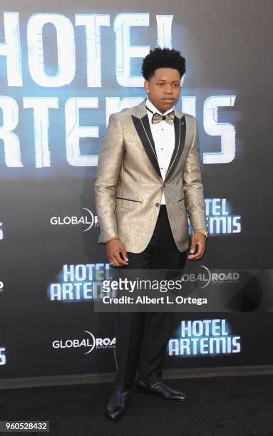 Actor Nathan Davis Jr.. Arrives for the Global Road Entertainment's "Hotel Artemis" Premiere held at Regency Village Theatre on May 19, 2018 in...