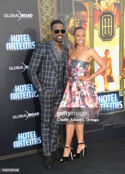 Actor Sterling K. Brown and Ryan Michelle Bathe arrive for the Global Road Entertainment's "Hotel Artemis" Premiere held at Regency Village Theatre...