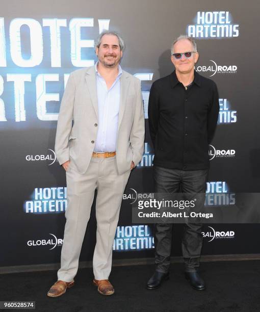 Producers Adam Siegel and Stephen Cornwell arrive for the Global Road Entertainment's "Hotel Artemis" Premiere held at Regency Village Theatre on May...