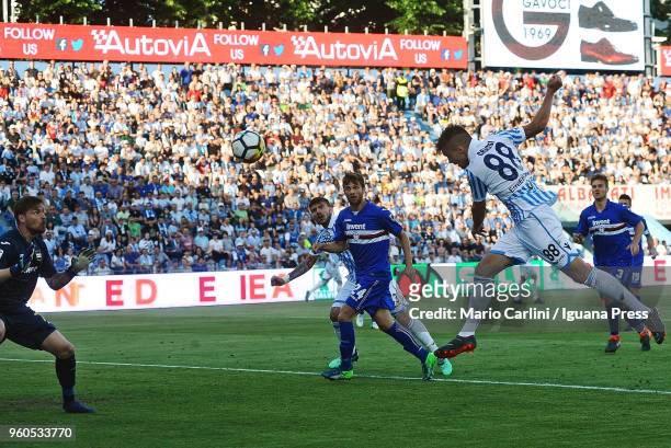 Alberto Grasssi of Spal scores his team's second goal during the Serie A match between Spal and UC Sampdoria at Stadio Paolo Mazza on May 20, 2018 in...