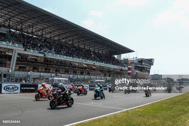 Johann Zarco of Monster Yamaha Tech 3 during the Moto GP Grand Prix de France at Circuit Bugatti on May 20, 2018 in Le Mans, France.