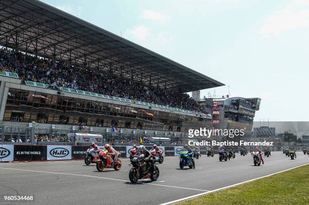 Johann Zarco of Monster Yamaha Tech 3 during the Moto GP Grand Prix de France at Circuit Bugatti on May 20, 2018 in Le Mans, France.