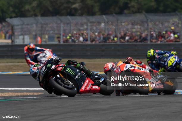 Johann Zarco of France and Monster Yamaha Tech 3 leads the field during the MotoGP race during the MotoGp of France - Race on May 20, 2018 in Le...