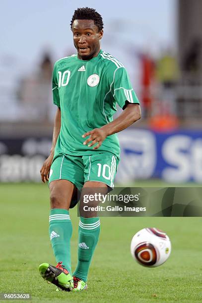 John Obi Mikel of Nigeria in action during the African Nations Cup Group C match between Nigeria and Mozambique, at the Alto da Chela Stadium on...