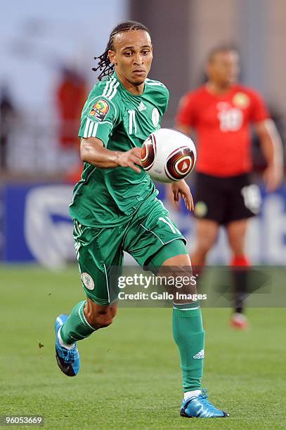 Peter Odemwingie of Nigeria in action during the African Nations Cup Group C match between Nigeria and Mozambique, at the Alto da Chela Stadium on...