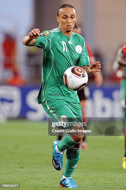 Peter Odemwingie of Nigeria in action during the African Nations Cup Group C match between Nigeria and Mozambique, at the Alto da Chela Stadium on...