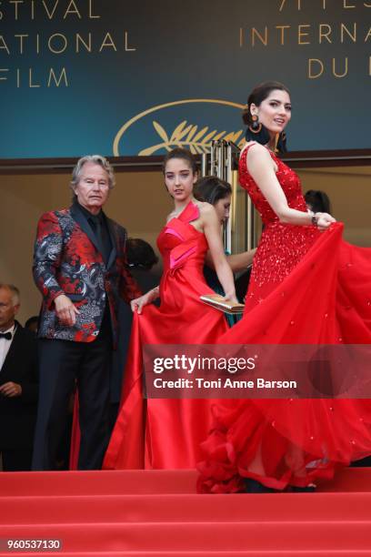 John Savage, Letizia Pinochi and Blanca Blanco attend the screening of "The Wild Pear Tree " during the 71st annual Cannes Film Festival at Palais...