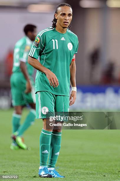 Peter Odemwingie of Nigeria in action during the African Nations Cup Group C match between Nigeria and Mozambique, at the Alto da Chela Stadium on...