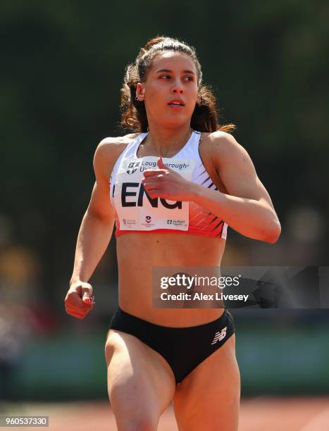 Maya Bruney of England competes in the Women's 200m during the Loughborough International Athletics event on May 20, 2018 in Loughborough, England.