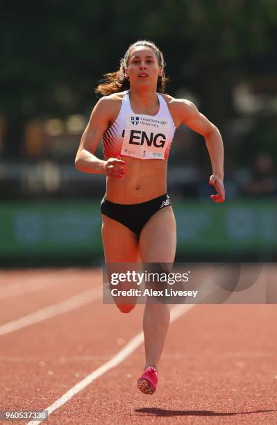 Maya Bruney of England competes in the Women's 200m during the Loughborough International Athletics event on May 20, 2018 in Loughborough, England.