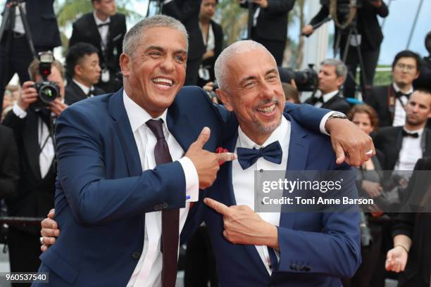 Samy Naceri and his brother Larbi Naceri attends the screening of "The Wild Pear Tree " during the 71st annual Cannes Film Festival at Palais des...