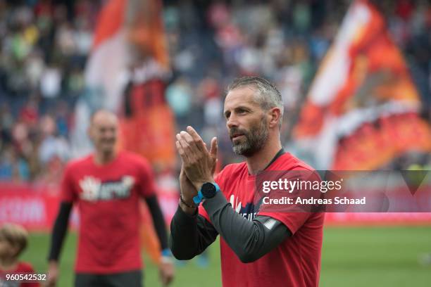 Salzburg's head coach Marco Rose applauds to the fans after the tipico Bundesliga match between RB Salzburg and SV Mattersburg at Red Bull Arena on...