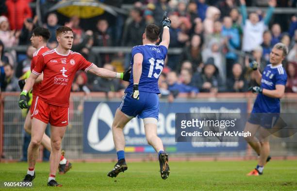 Tyrone , Ireland - 20 May 2018; Conor McManus of Monaghan celebrates after scoring a last minute point near the end of the Ulster GAA Football Senior...