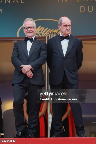 Thierry Fremaux and Pierre Lescure attend the screening of "The Wild Pear Tree " during the 71st annual Cannes Film Festival at Palais des Festivals...