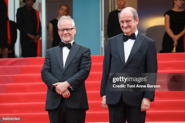 Thierry Fremaux and Pierre Lescure attend the screening of "The Wild Pear Tree " during the 71st annual Cannes Film Festival at Palais des Festivals...