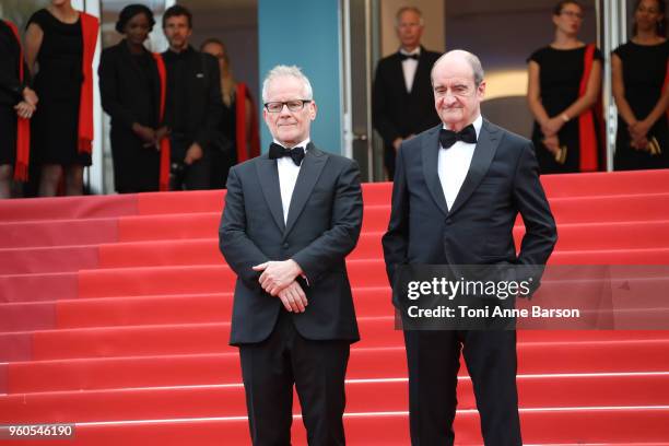 Thierry Fremaux and Pierre Lescure attend the screening of "The Wild Pear Tree " during the 71st annual Cannes Film Festival at Palais des Festivals...