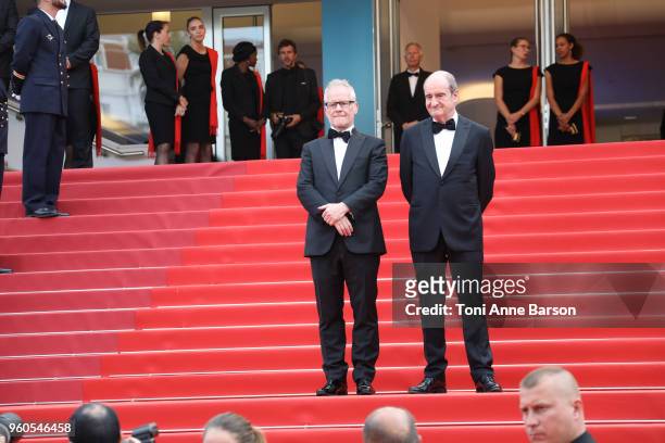 Thierry Fremaux and Pierre Lescure attend the screening of "The Wild Pear Tree " during the 71st annual Cannes Film Festival at Palais des Festivals...