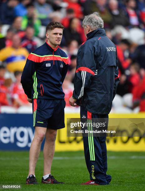 Cork , Ireland - 20 May 2018; Injured Cork player Alan Cadogan, left, is seen with team doctor Dr. Con Murphy prior to the Munster GAA Hurling Senior...