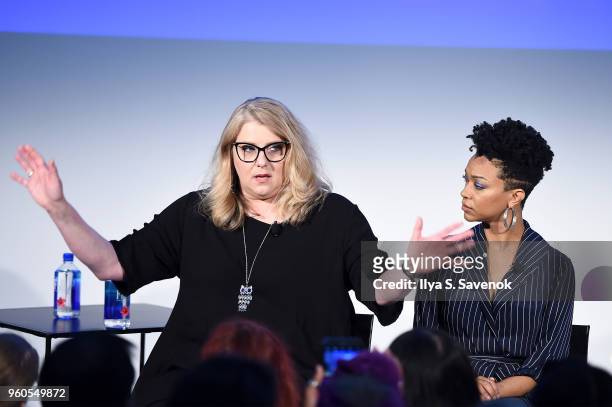 Gretchen J. Berg and Sonequa Martin-Green of Star Trek Discovery speak onstage during "Star Trek Discovery: The Future is Definitely Female" on Day...