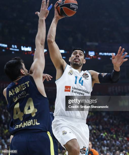 Gustavo Ayon of Real Madrid in action against Ahmet Duverioglu of Fenerbahce during the Turkish Airlines Euroleague Final Four Belgrade 2018 Final...