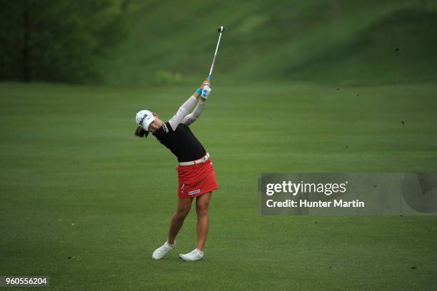 Mi Hyang Lee of South Korea on the fourth hole during the first round of the Kingsmill Championship presented by Geico on the River Course at...