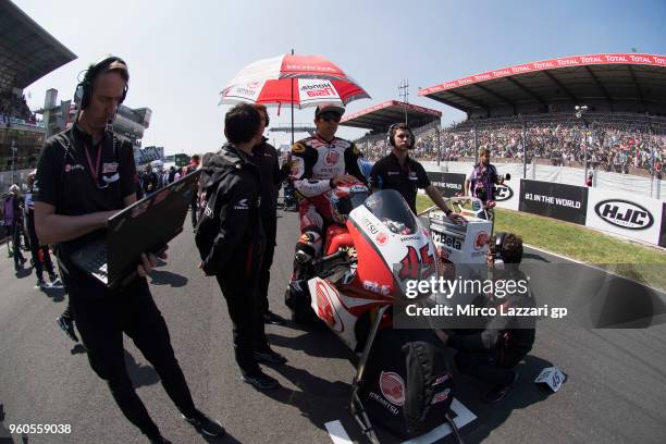 Tetsuta Nagashima of Japan and Idemitsu Honda Team Asia prepares to start on the grid during the Moto2 race during the MotoGp of France - Race on May...