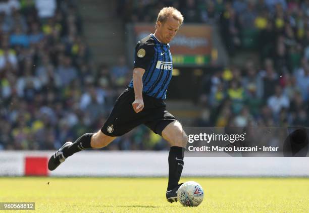 Jurgen Klinsmann of Inter Forever cin action during Norwich Legends v Inter Forever at Carrow Road on May 20, 2018 in Norwich, England.