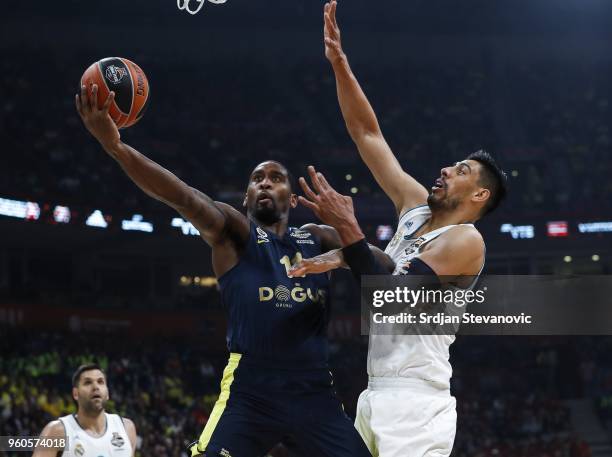 Brad Wanamaker of Fenerbahce in action against Gustavo Ayon of Real Madrid during the Turkish Airlines Euroleague Final Four Belgrade 2018 Final...