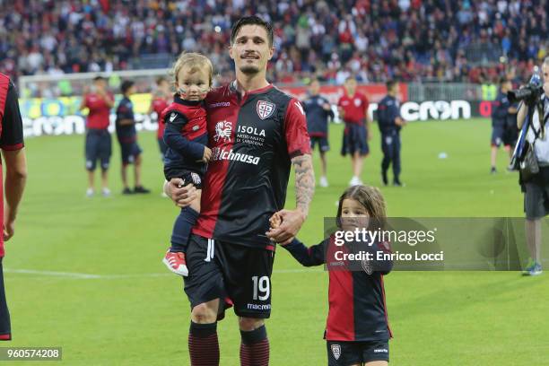 Fabio Pisacane of Cagliari looks on at the end of the Serie A match between Cagliari Calcio and Atalanta BC at Stadio Sant'Elia on May 20, 2018 in...