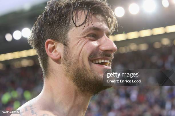 Daniele Dessena of Cagliari looks on at the end of the Serie A match between Cagliari Calcio and Atalanta BC at Stadio Sant'Elia on May 20, 2018 in...