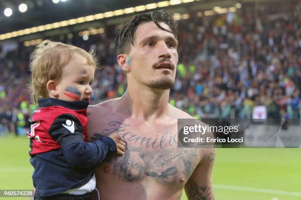 Fabio Pisacane of Cagliari looks on at the end of the Serie A match between Cagliari Calcio and Atalanta BC at Stadio Sant'Elia on May 20, 2018 in...