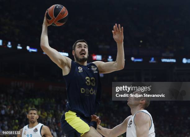 Nikola Kalinic of Fenerbahce in action against Fabien Causeur of Real Madrid during the Turkish Airlines Euroleague Final Four Belgrade 2018 Final...