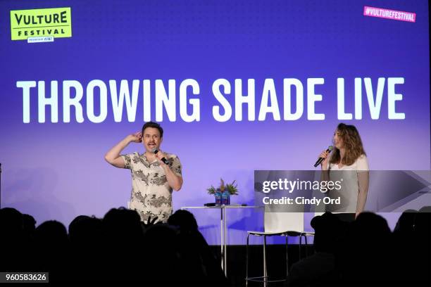 Bryan Safi and Erin Gibson speak onstage during "Throwing Shade Live" on Day Two of the Vulture Festival Presented By AT&T at Milk Studios on May 20,...