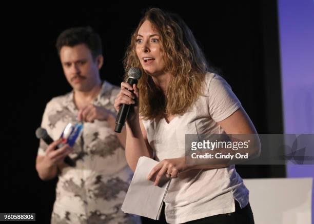 Bryan Safi and Erin Gibson speak onstage during "Throwing Shade Live" on Day Two of the Vulture Festival Presented By AT&T at Milk Studios on May 20,...