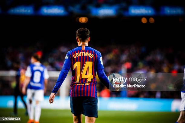 Phillip Couthino from Brasil of FC Barcelona during the La Liga football match between FC Barcelona v Real Sociedad at Camp Nou Stadium in Spain on...