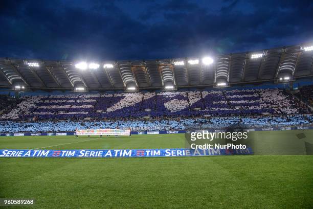 Lazio supporters before the Italian Serie A football match between S.S. Lazio and F.C. Inter at the Olympic Stadium in Rome, on may 20, 2018.