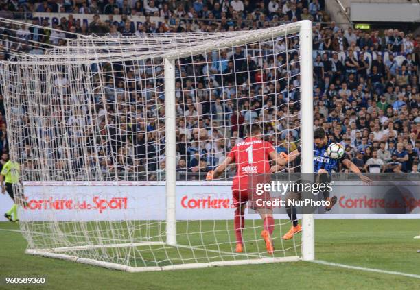 Danilo D'Ambrosio score goal 1-1 during the Italian Serie A football match between S.S. Lazio and F.C. Inter at the Olympic Stadium in Rome, on may...