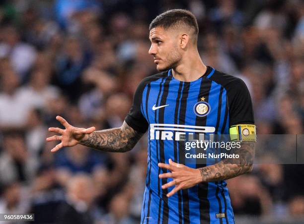 Mauro Icardi during the Italian Serie A football match between S.S. Lazio and F.C. Inter at the Olympic Stadium in Rome, on may 20, 2018.