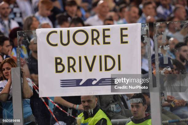 Lazio supporters before the Italian Serie A football match between S.S. Lazio and F.C. Inter at the Olympic Stadium in Rome, on may 20, 2018.