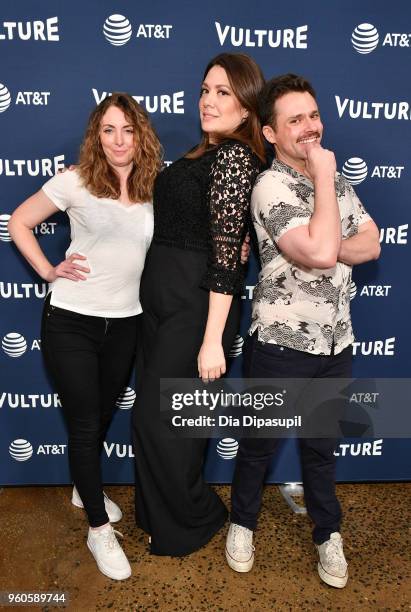 Erin Gibson, Michelle Collins, and Bryan Safi attend Day Two of the Vulture Festival Presented By AT&T at Milk Studios on May 20, 2018 in New York...