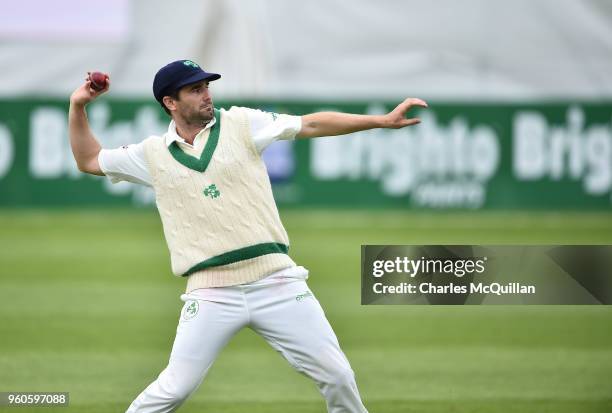 Tim Murtaugh of Ireland during the fifth day of the international test cricket match between Ireland and Pakistan on May 15, 2018 in Malahide,...
