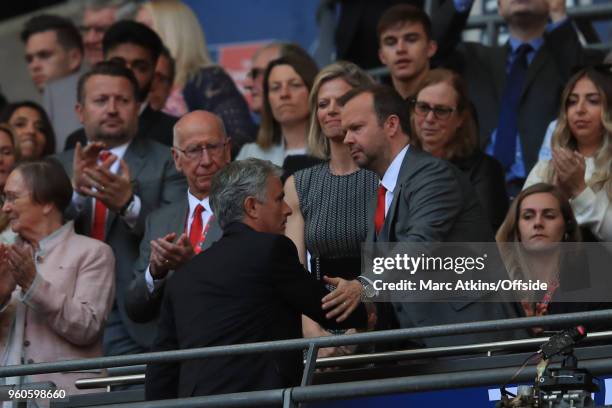 Bobby Charlton and Ed Woodward Chief Executive of Manchester United look on at Jose Mourinho during The Emirates FA Cup Final between Chelsea and...