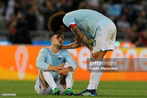 Alessandro Murgia and Felipe Anderson of SS Lazio look dejected at the end of match the serie A match between SS Lazio and FC Internazionale at...