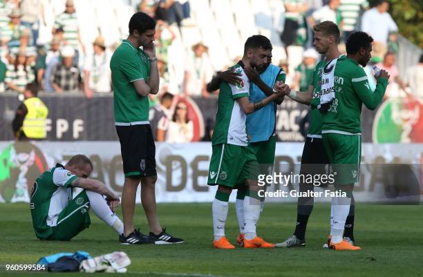 Sporting CP midfielder Bruno Fernandes from Portugal emotional reaction at the end of the Portuguese Cup Final match between Sporting CP and CD Aves...