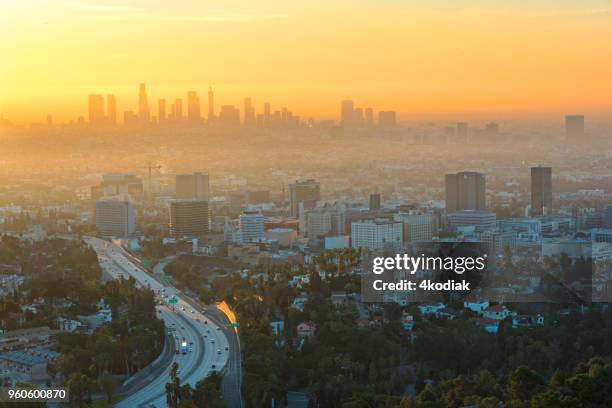 los angeles with dramatic morning light - hollywood california stock pictures, royalty-free photos & images