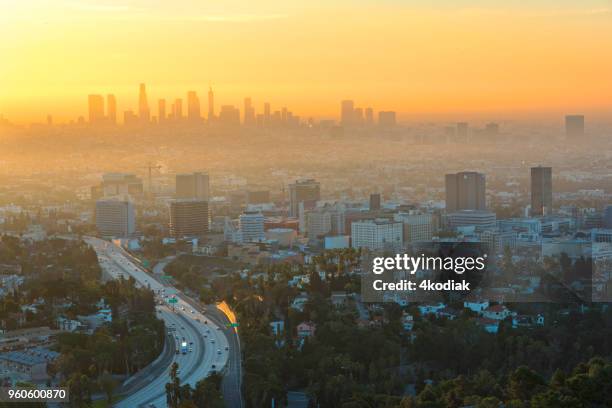 los angeles with dramatic morning light - hollywood california street stock pictures, royalty-free photos & images